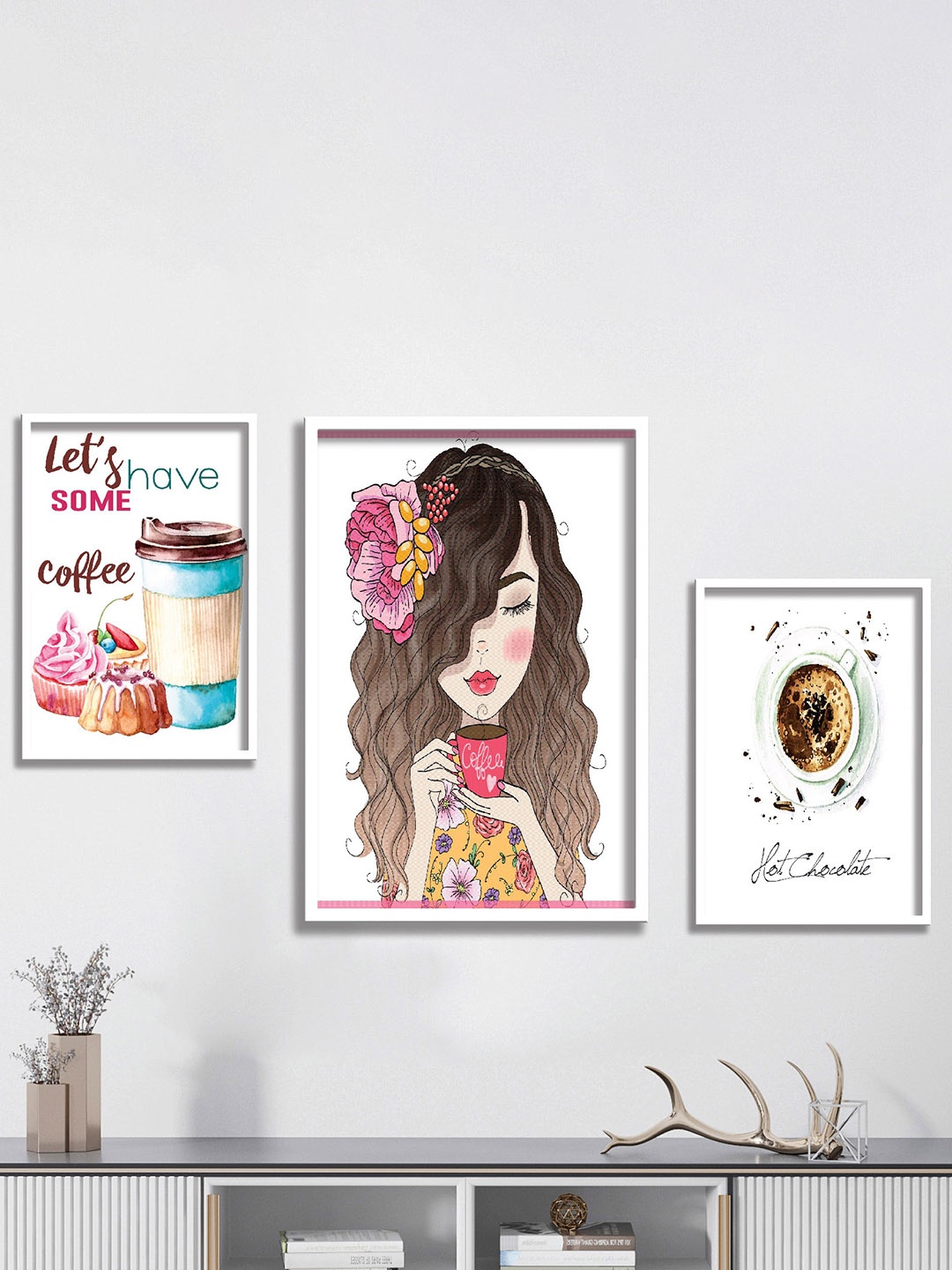 

SAF White & Brown 3 Pieces Framed Wall Art