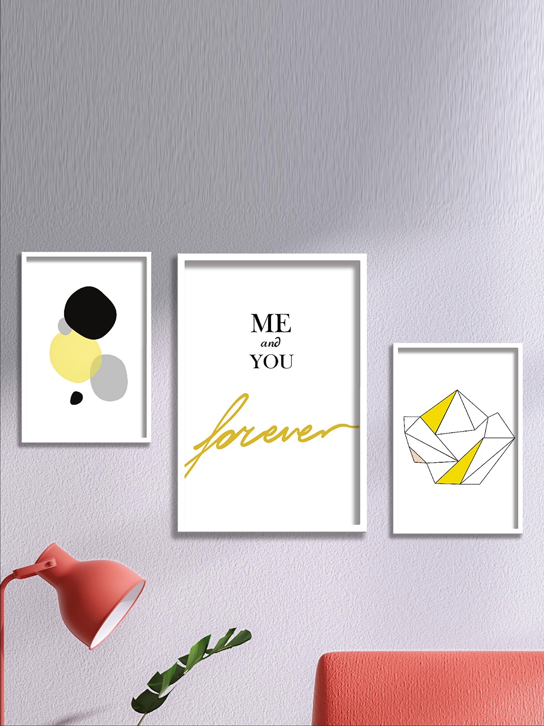

SAF White & Yellow 3 Pieces Framed Premium Wall Art