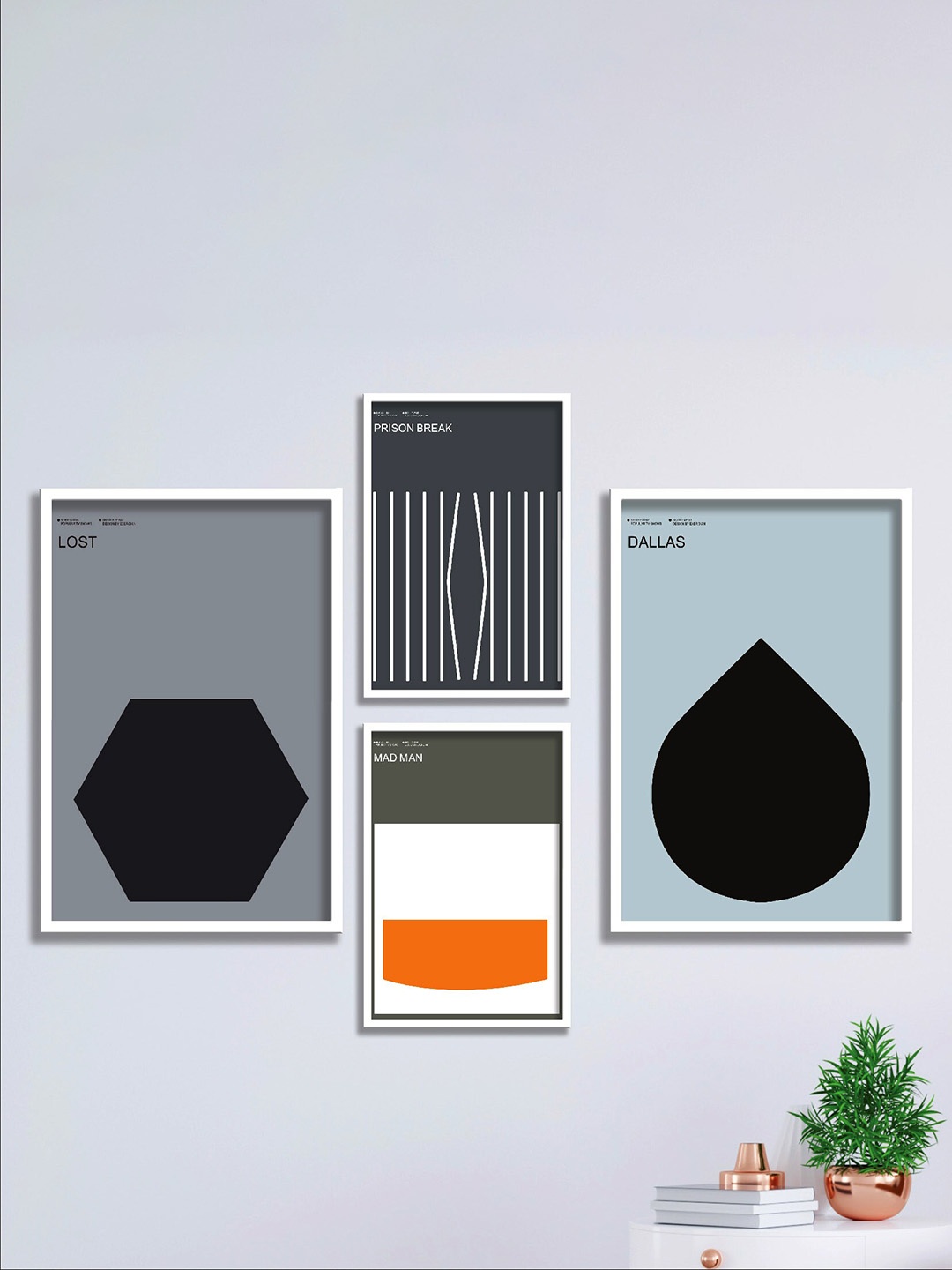 

SAF White & Grey 4 Pieces Framed Modern Wall Art