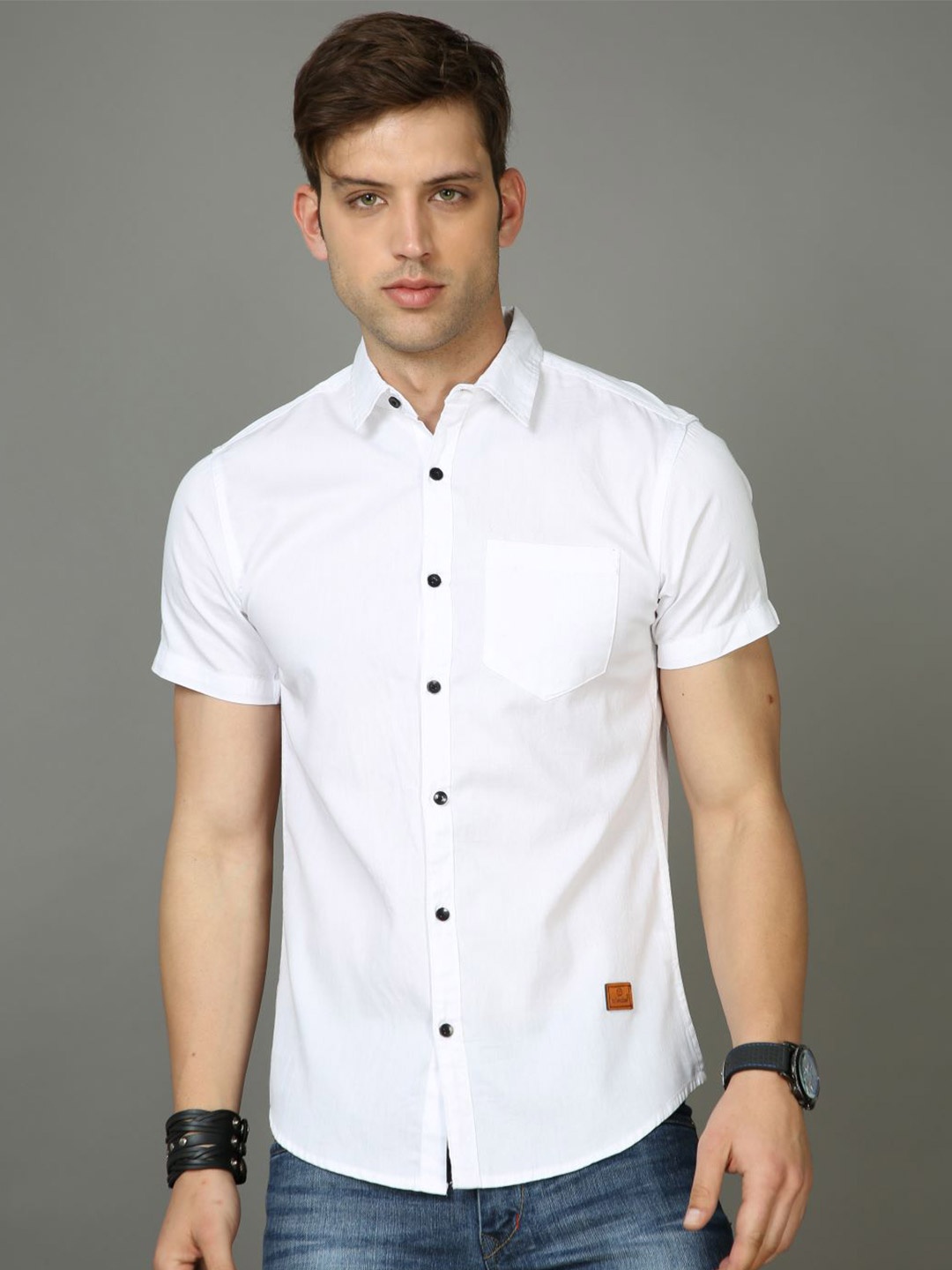 

Tallwalker Straight Slim Fit Twill Weave Cotton Casual Shirt, White