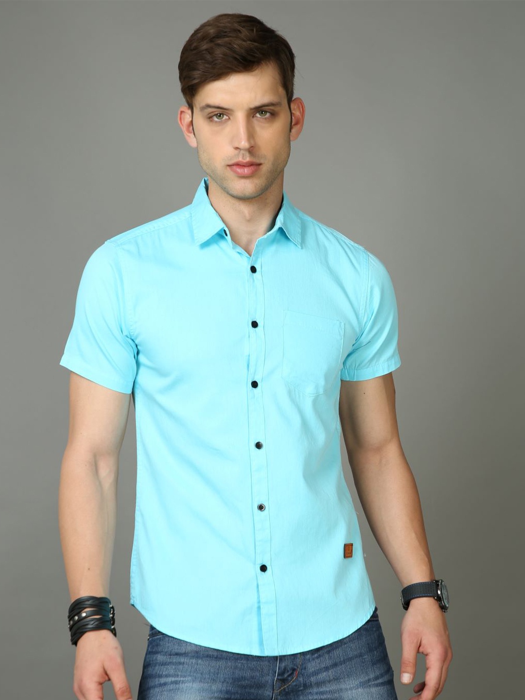 

Tallwalker Straight Slim Fit Cotton Casual Shirt, Blue