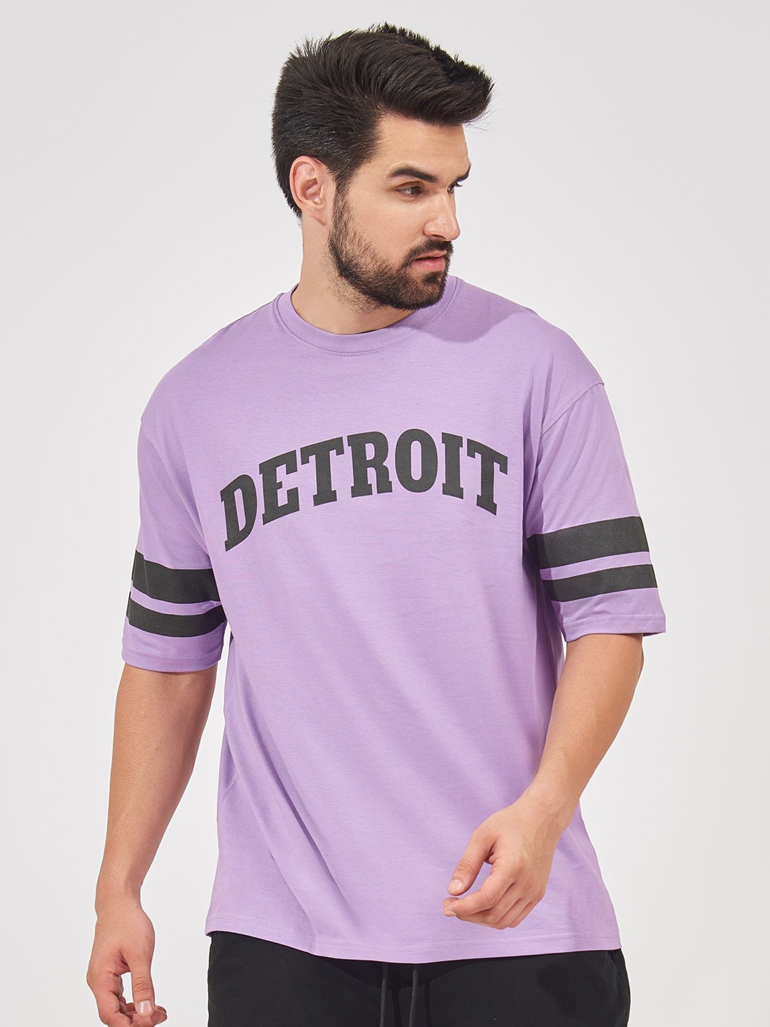 

Maniac Typography Printed Oversized Cotton T-Shirt, Purple