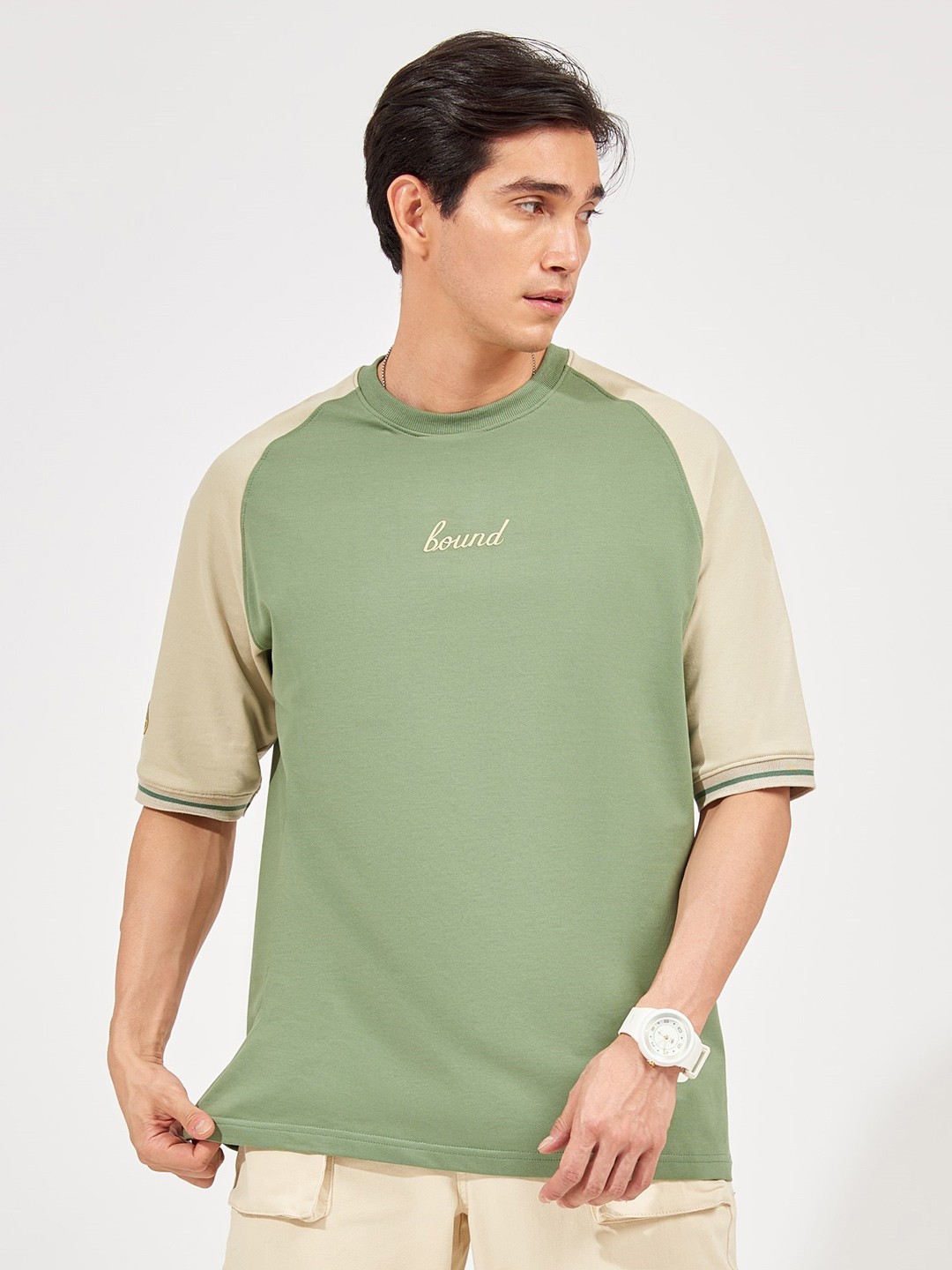

Maniac Loose Fit Raglan Sleeves Coton T-shirt, Green