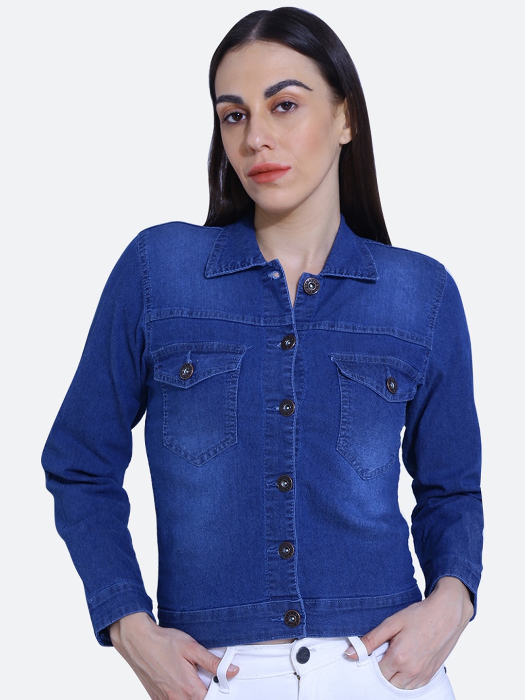 

FCK-3 Washed Crop CottonDenim Jacket, Blue