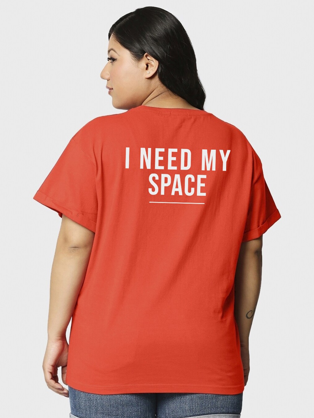 

Bewakoof x OFFICIAL NASA MERCHANDISE Women Plus Size Spaced Printed Boyfriend T-shirt, Orange