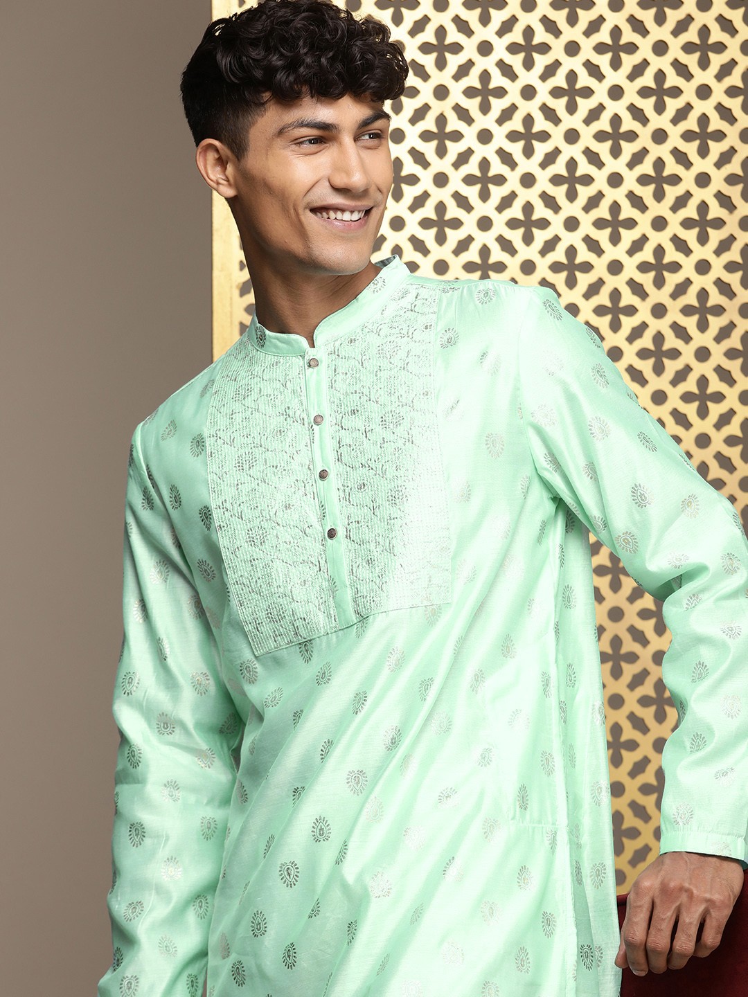 

House of Pataudi Ethnic Motifs Printed Jashn Kurta, Blue