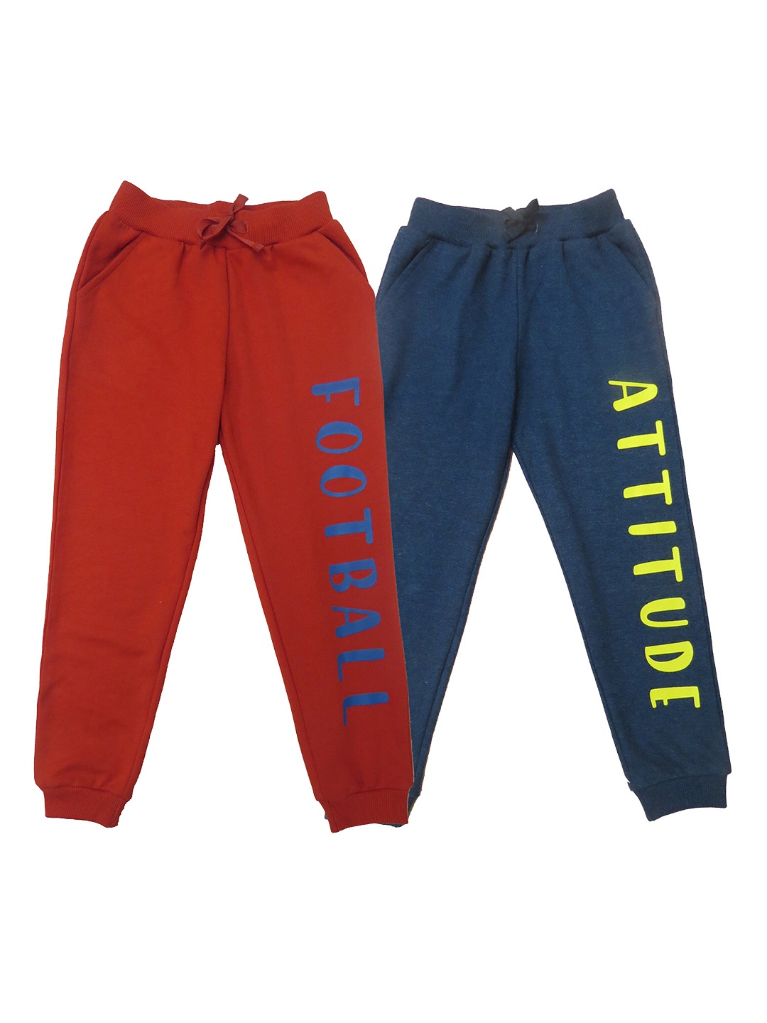 

Clothe Funn Boys Pack of 2 Typography Printed Cotton Joggers, Red