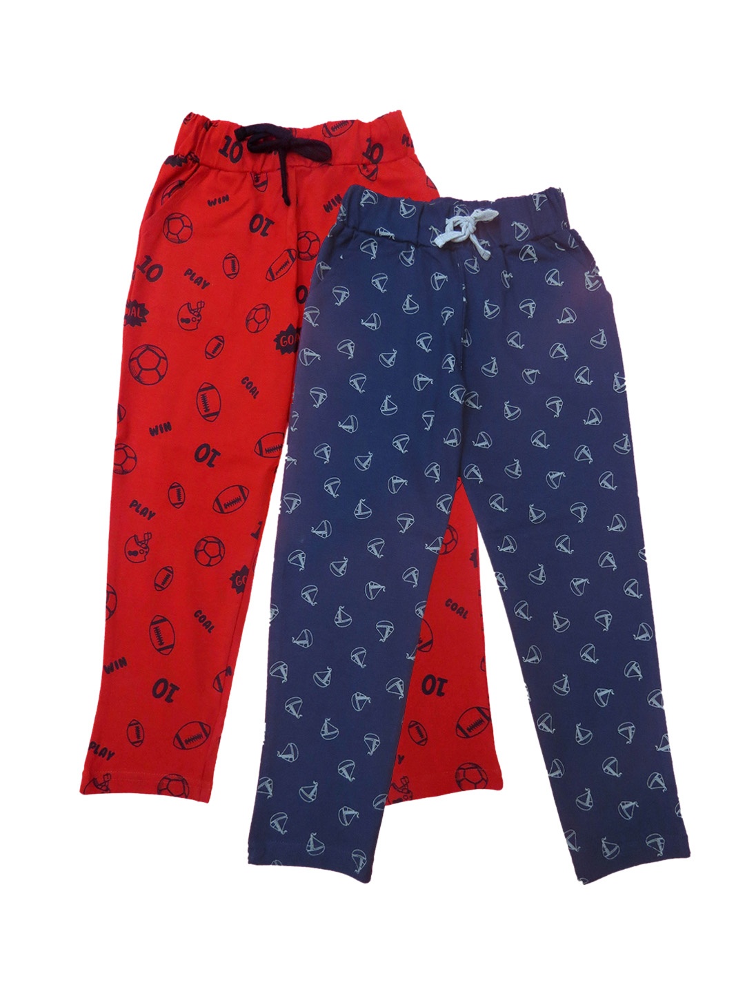 

Clothe Funn Boys Pack Of 2 Printed Cotton Track Pants, Blue