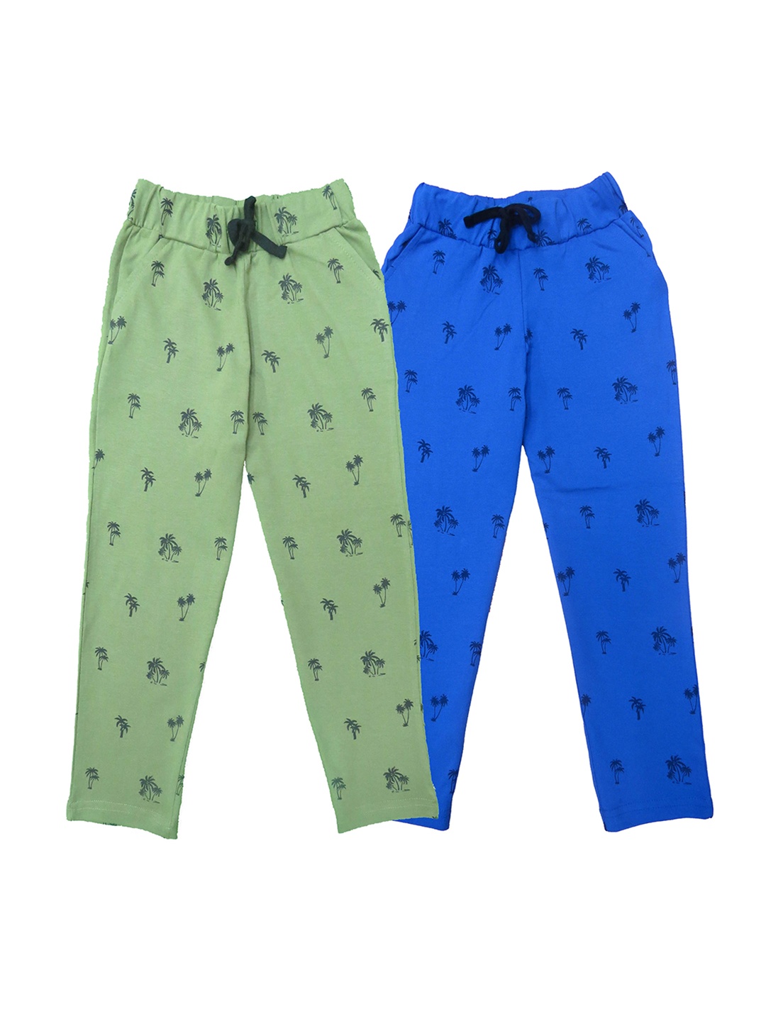 

Clothe Funn Boys Pack of 2 Tropical Printed Cotton Track Pants, Blue