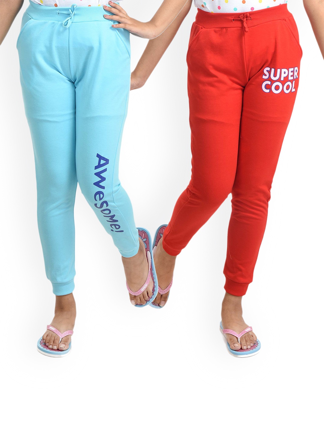 

Clothe Funn Girls Pack Of 2 Printed Joggers Lounge Pants, Red