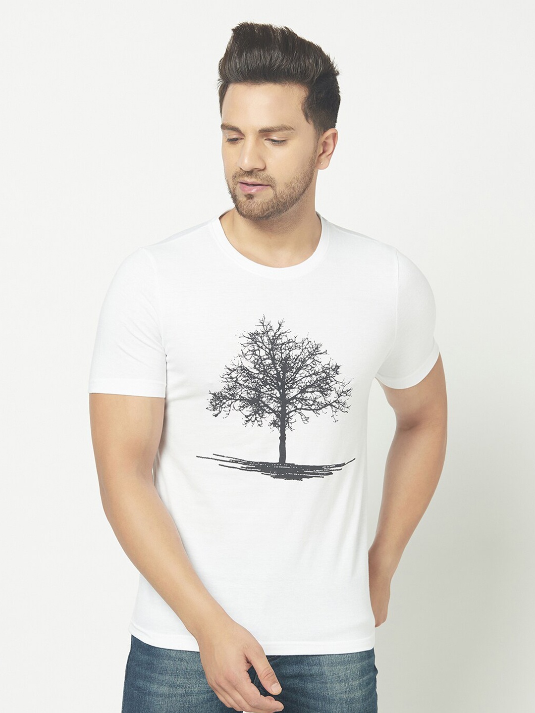 GLITO Graphic Printed Cotton T-shirt, White
