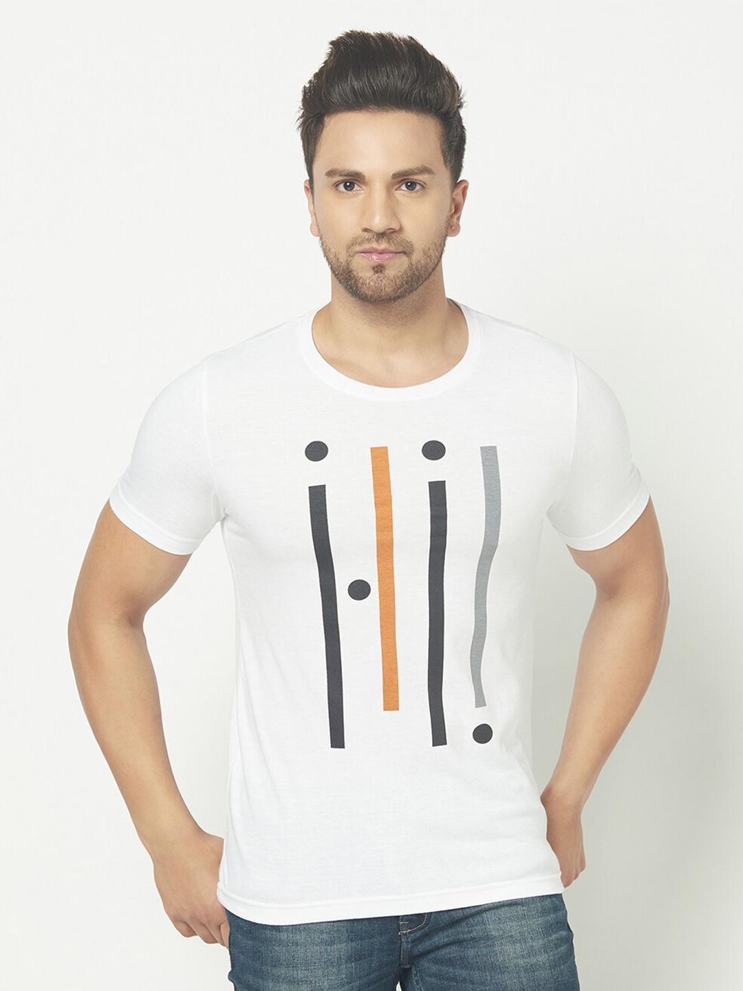 

GLITO Graphic Printed Cotton T-Shirt, White