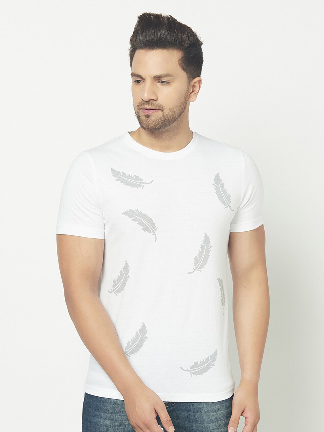 

GLITO Conversational Printed Cotton T-Shirt, White