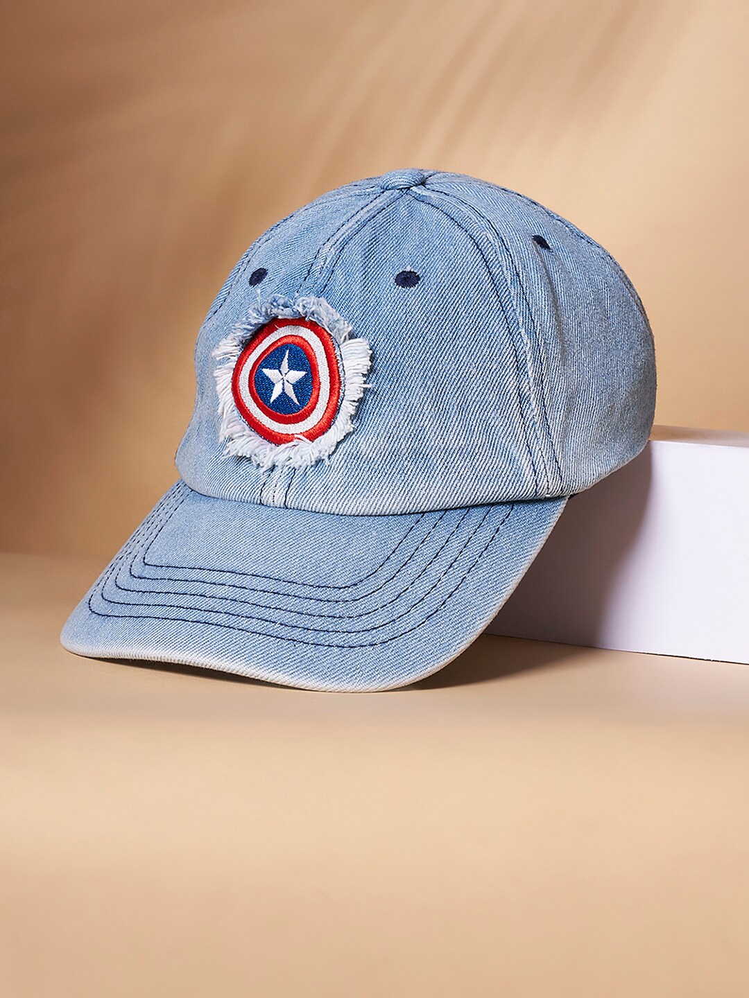 

BYFORD by Pantaloons Men Captian America Embroidered Cotton Baseball Cap, Blue
