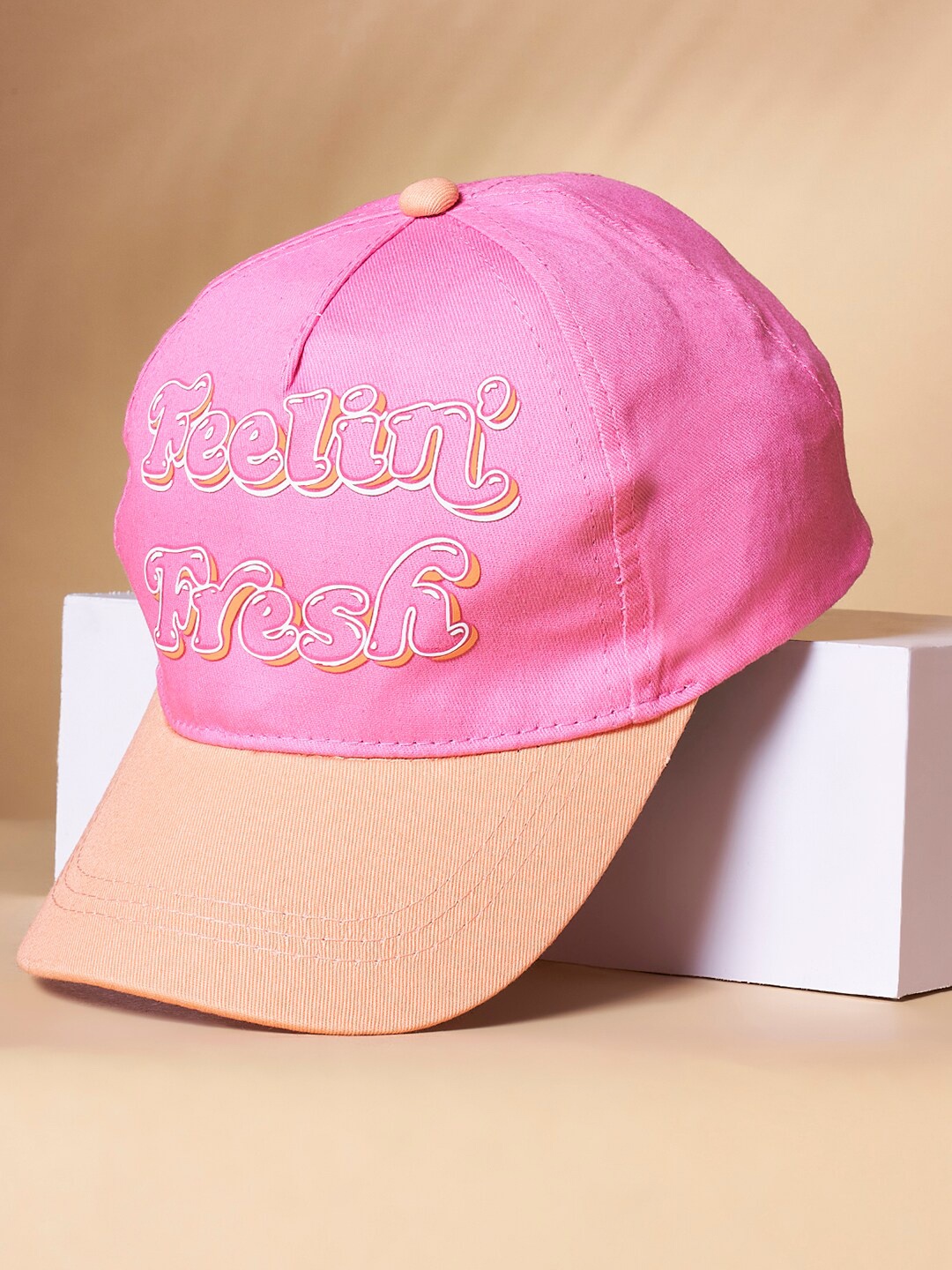 

Pantaloons Junior Girls Printed Pure Cotton Baseball Cap, Pink
