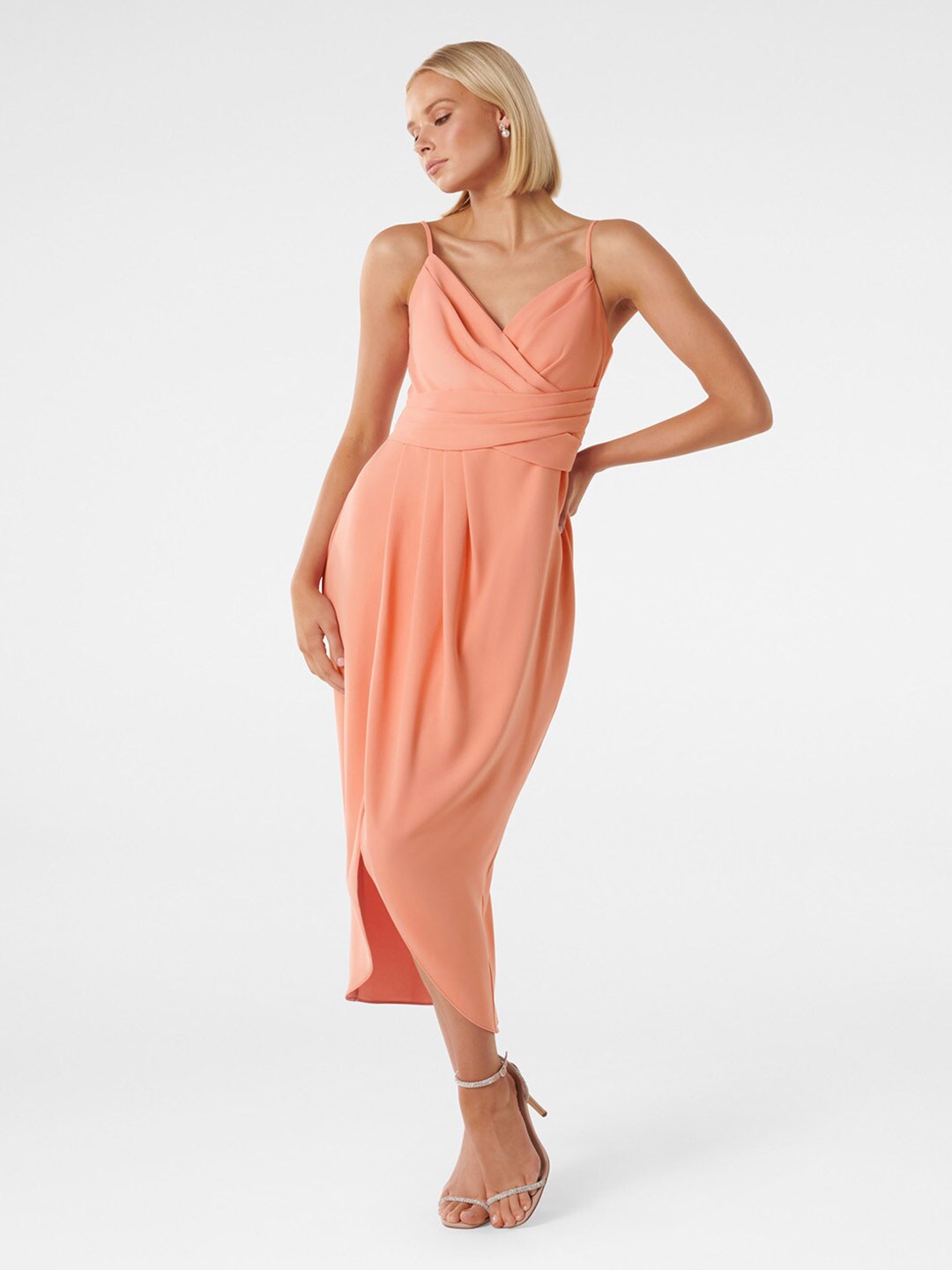 

Forever New Shoulder Strap Tulip Hem Maxi Dress, Peach