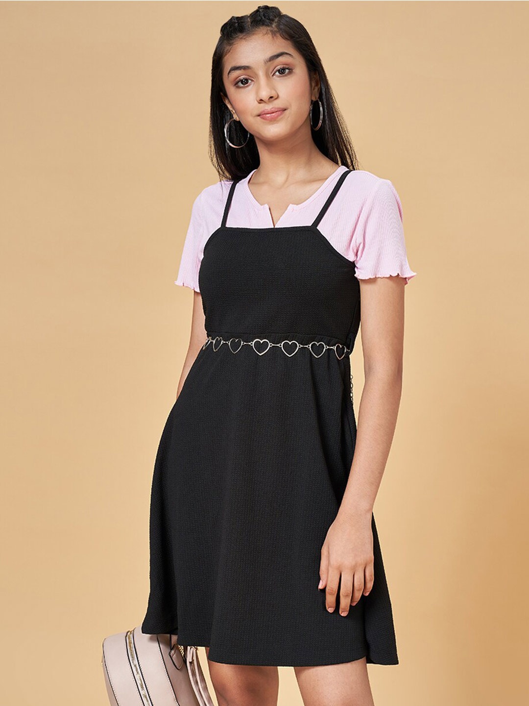 

Coolsters by Pantaloons Girls Shoulder Strap Cotton Pinafore Dress, Black