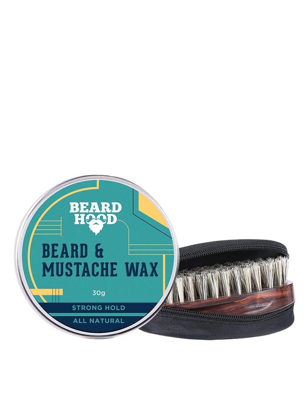 

Beardhood Pack of 2 Natural Moustache Wax - Strong Hold & Beard Brush, Yellow