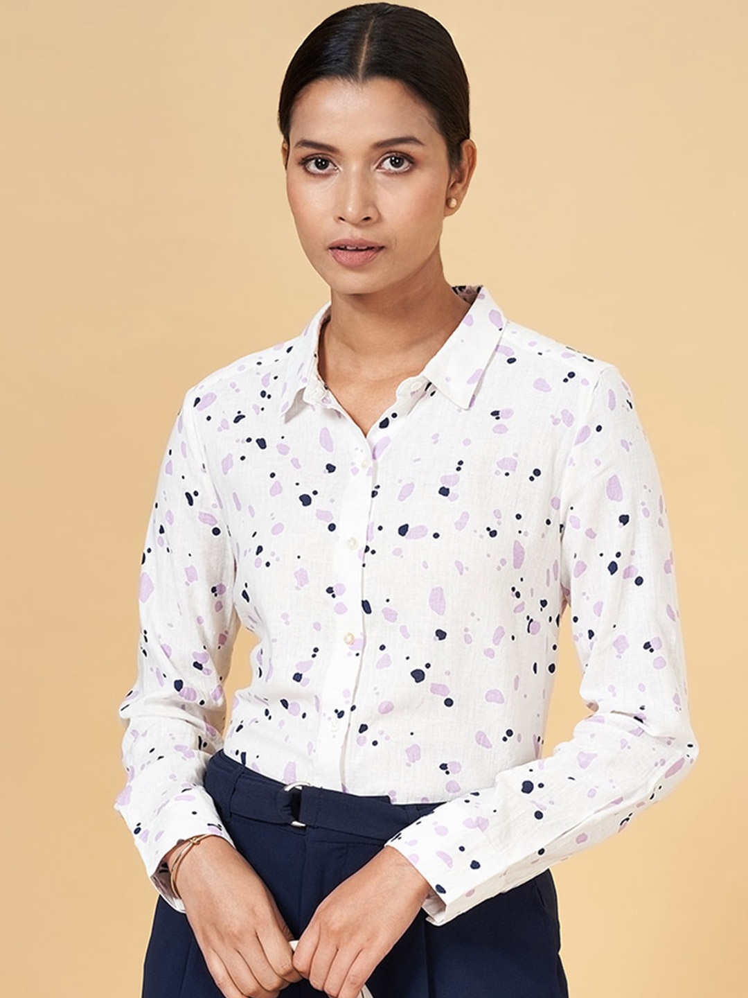 

Annabelle by Pantaloons Abstract Printed Formal Shirt, White