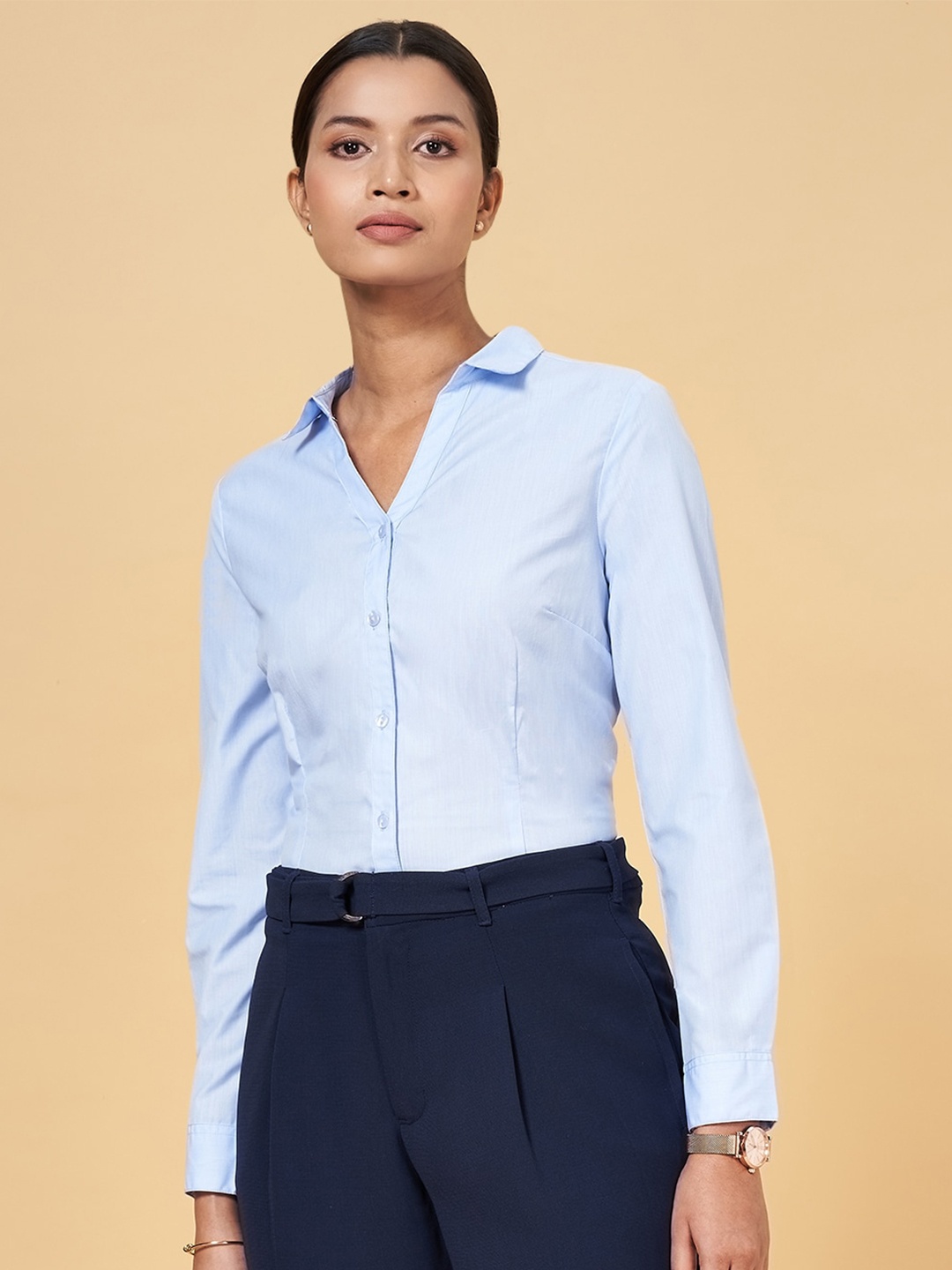 

Annabelle by Pantaloons Opaque Formal Shirt, Blue