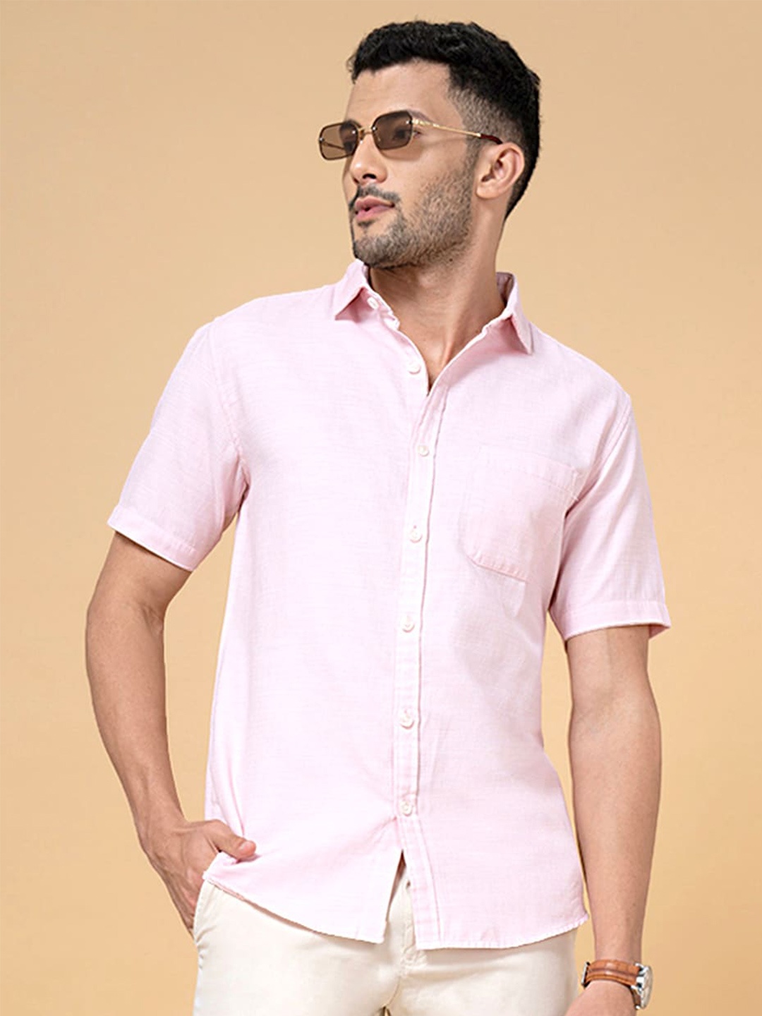 

BYFORD by Pantaloons Slim Fit Cotton Casual Shirt, Coral