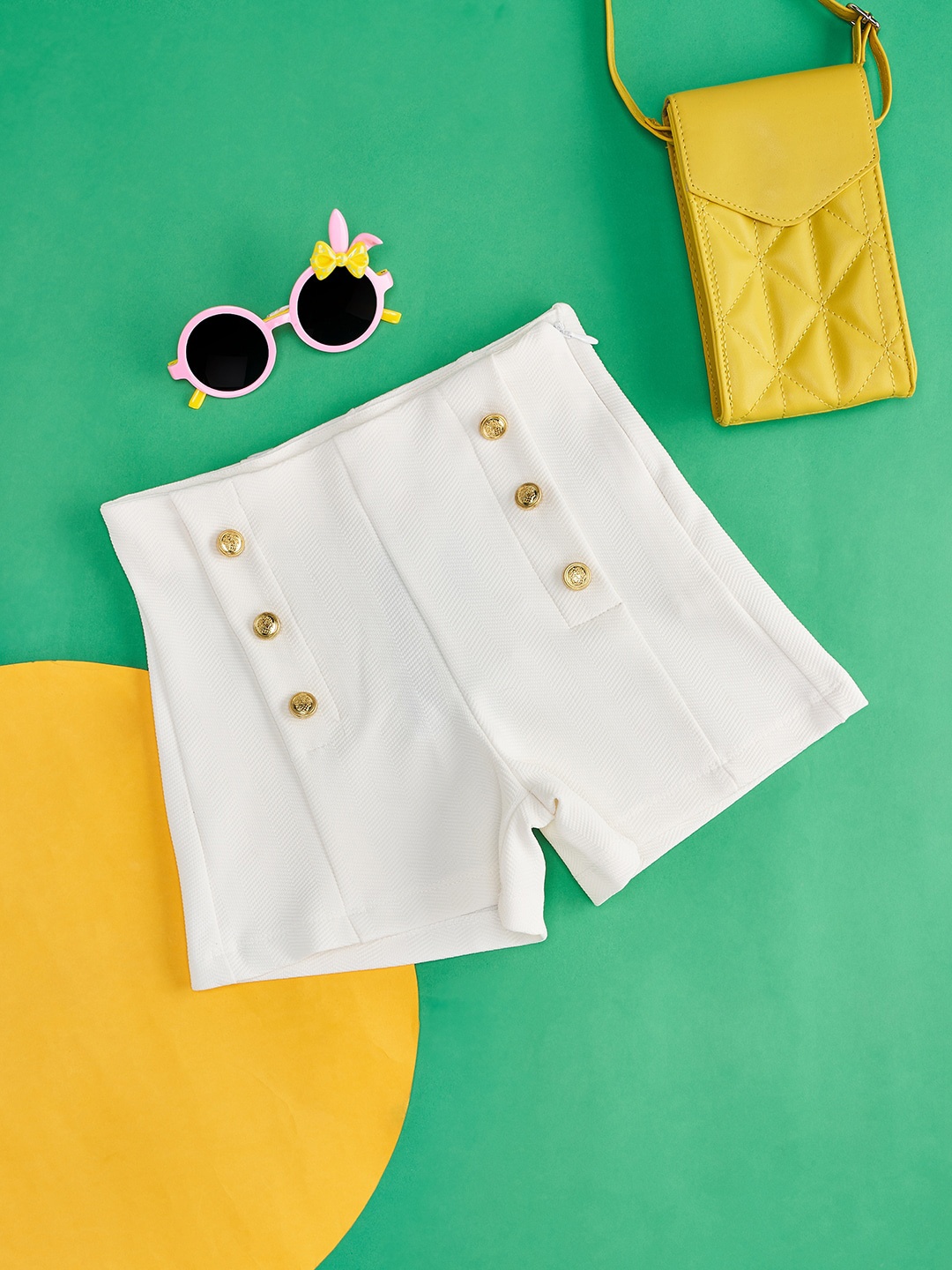

Pantaloons Junior Girls Mid Rise Cotton Shorts, White