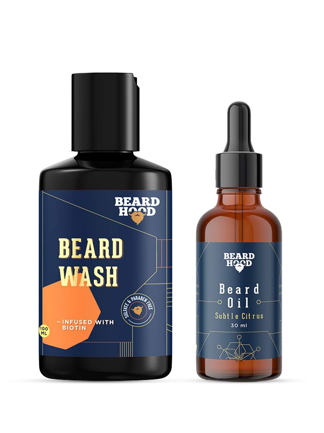 

Beardhood Pack of 2 Subtle Citrus Beard Oil & Growth Wash, Black