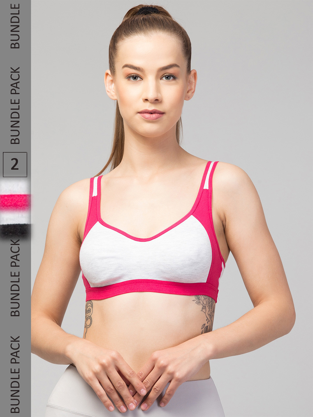 

Apraa & Parma Pack Of 2 Workout Bras With Full Coverage High Support Organic, Pink