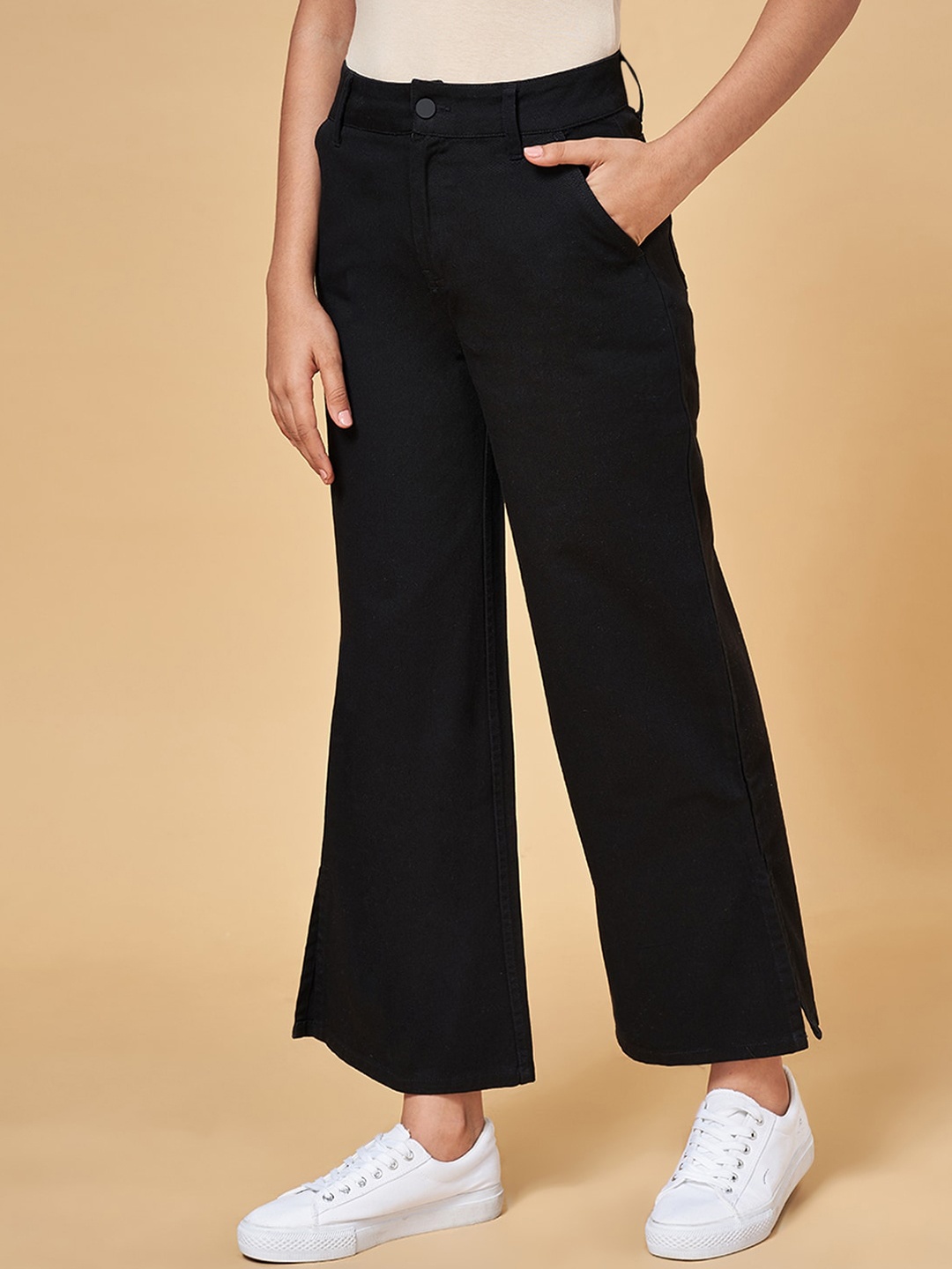 

Coolsters by Pantaloons Girls Wide Legged Cotton Track Pants, Black