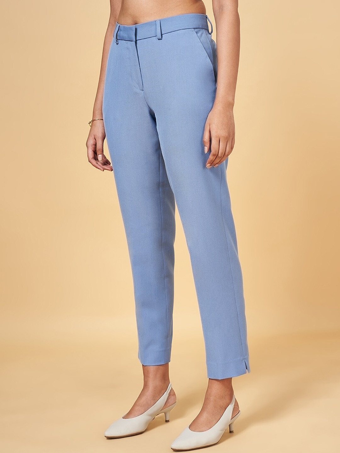 

Annabelle by Pantaloons Women Mid-Rise Formal Trousers, Blue