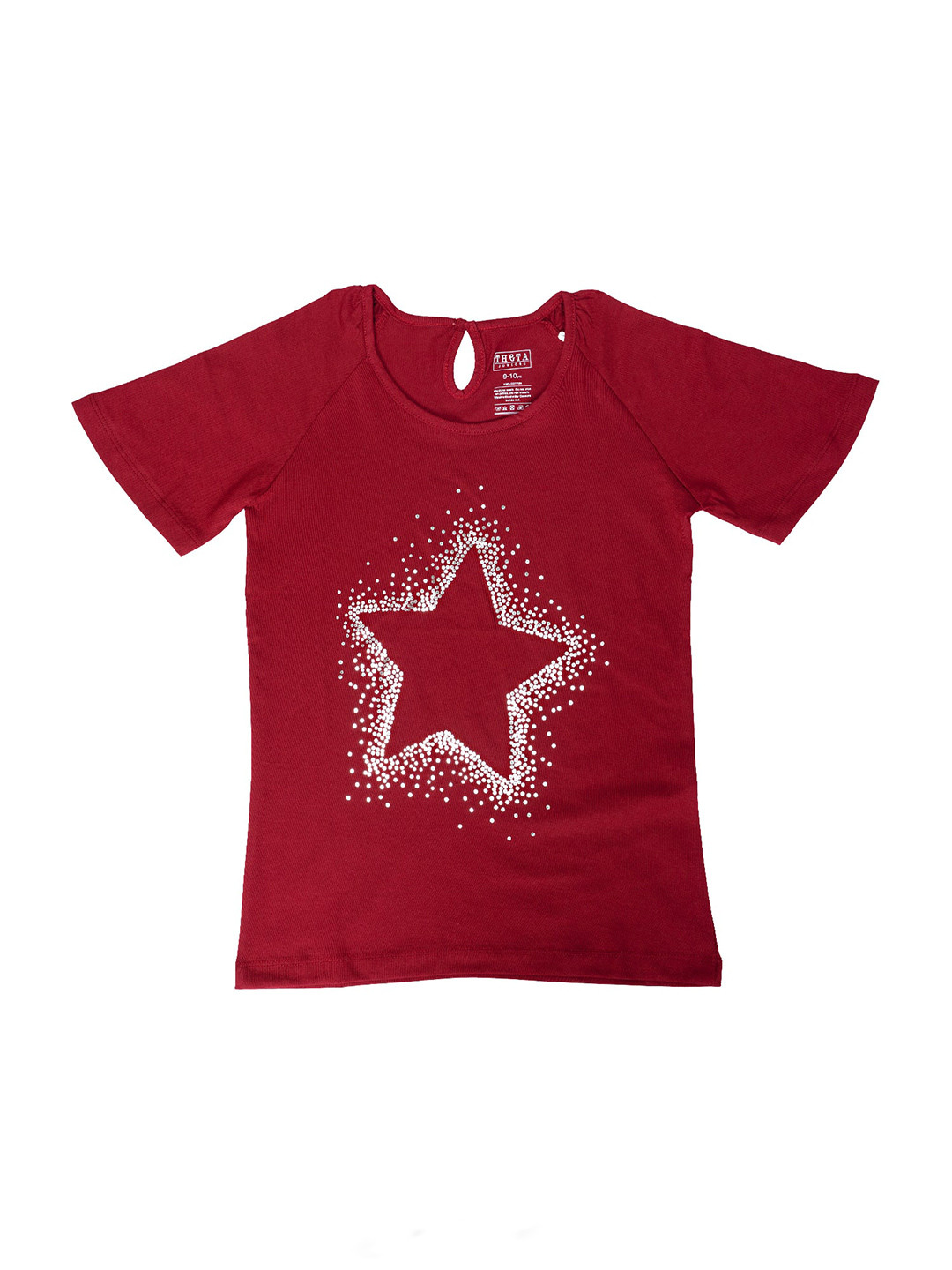 

THETA Geometric Printed Raglan Sleeves Cotton Top, Maroon