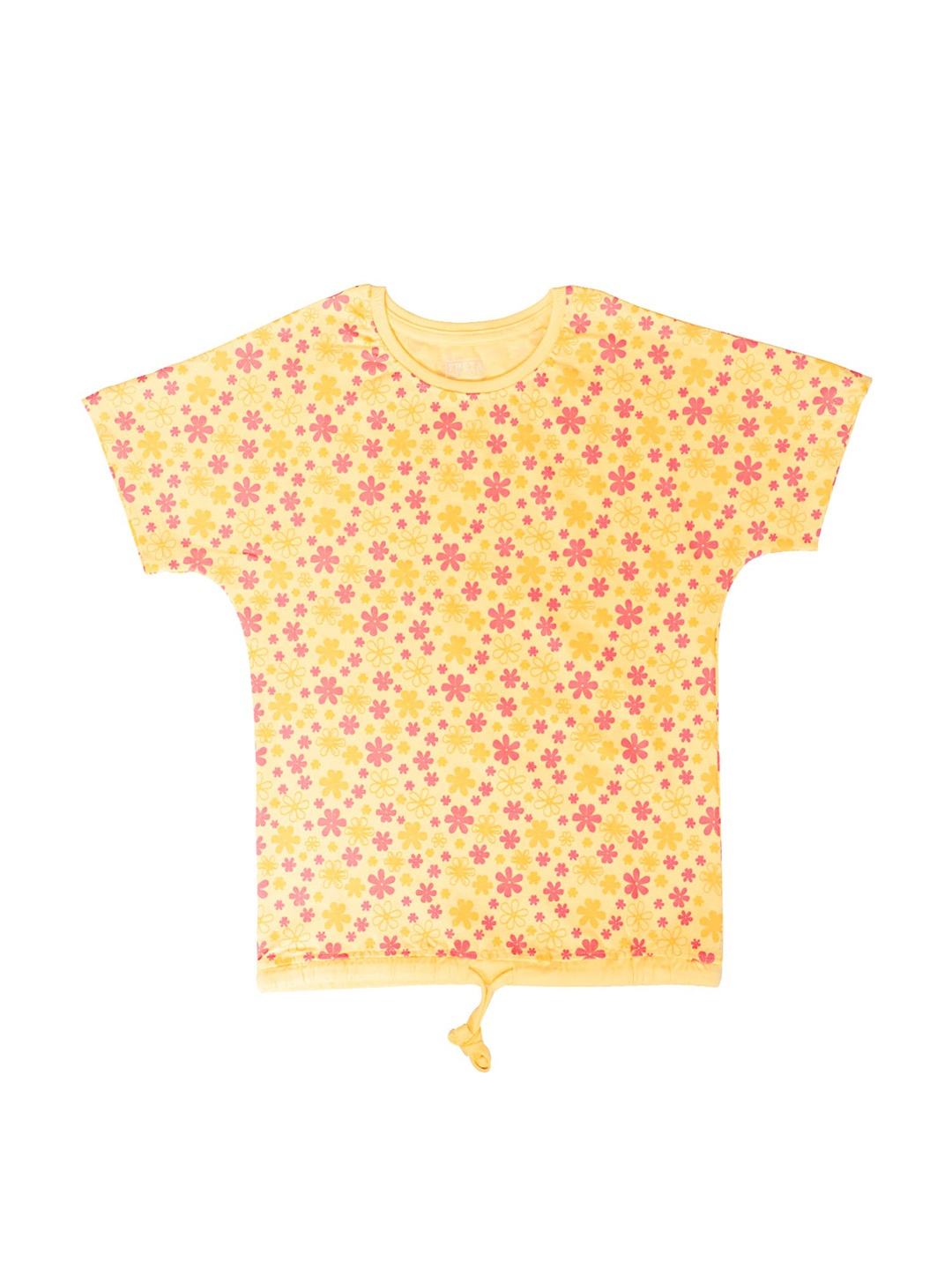 

THETA Girls Floral Printed Extended Sleeves Tie-Ups Cotton Top, Yellow