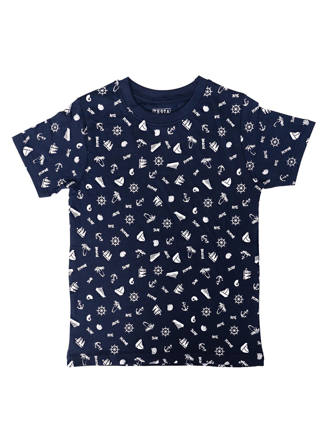 

THETA Boys Conversational Printed Cotton T-shirt, Navy blue