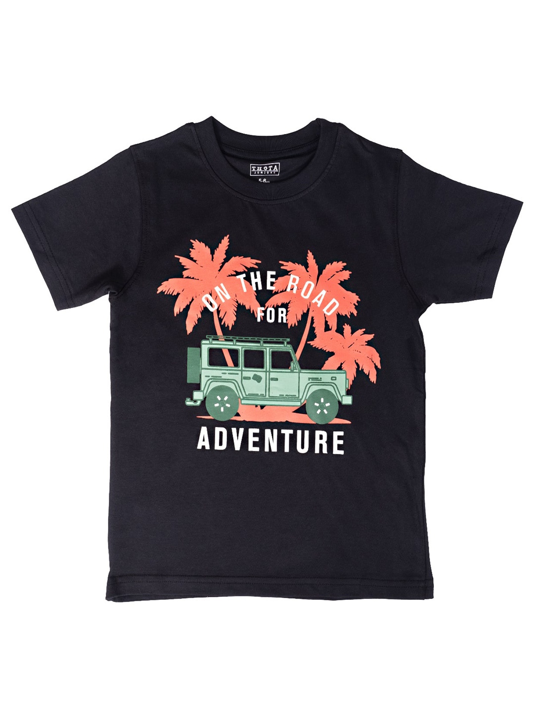 

THETA Boys Graphic Printed Cotton T-shirt, Black