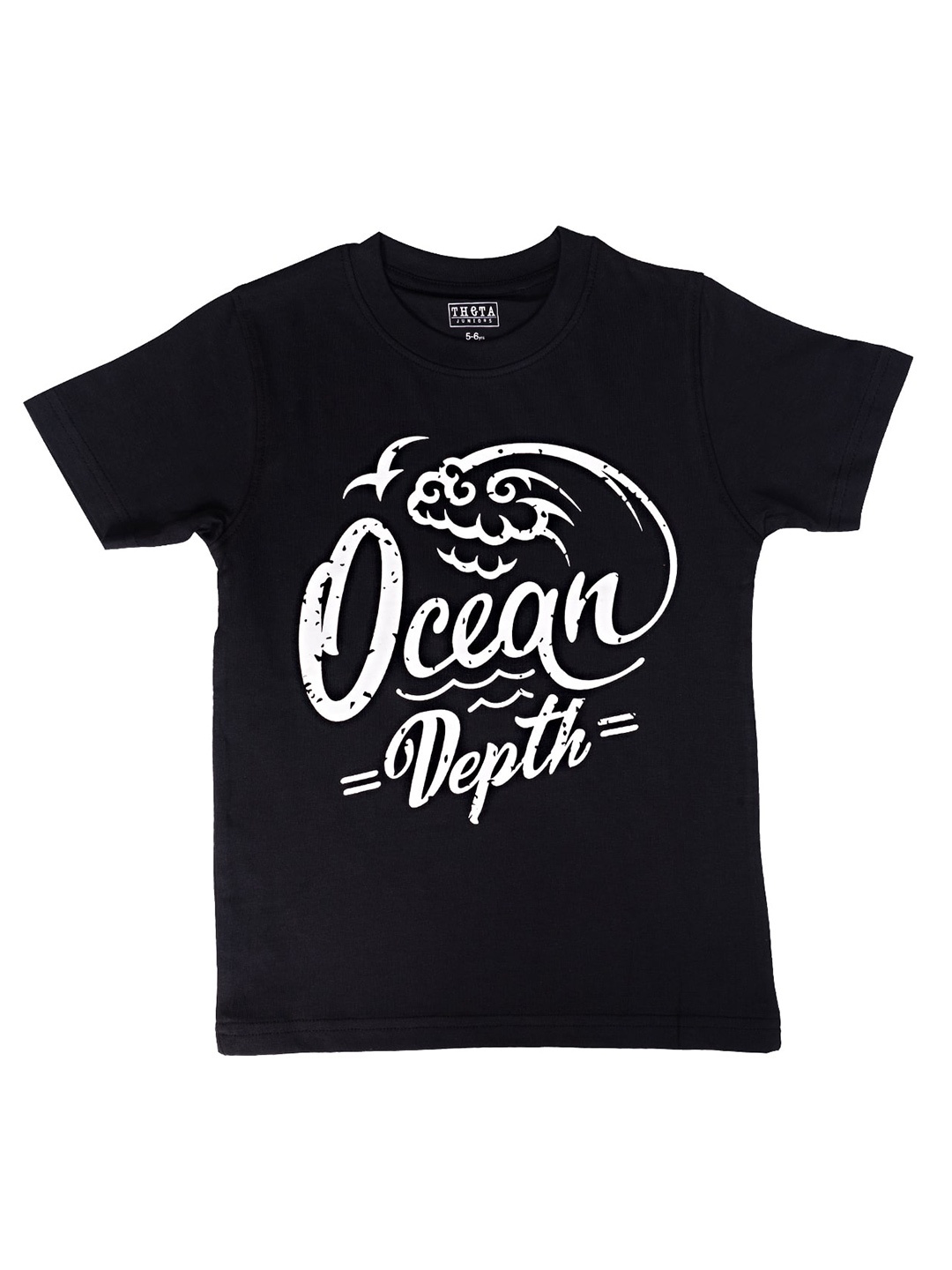 

THETA Boys Typography Printed Cotton T-shirt, Black