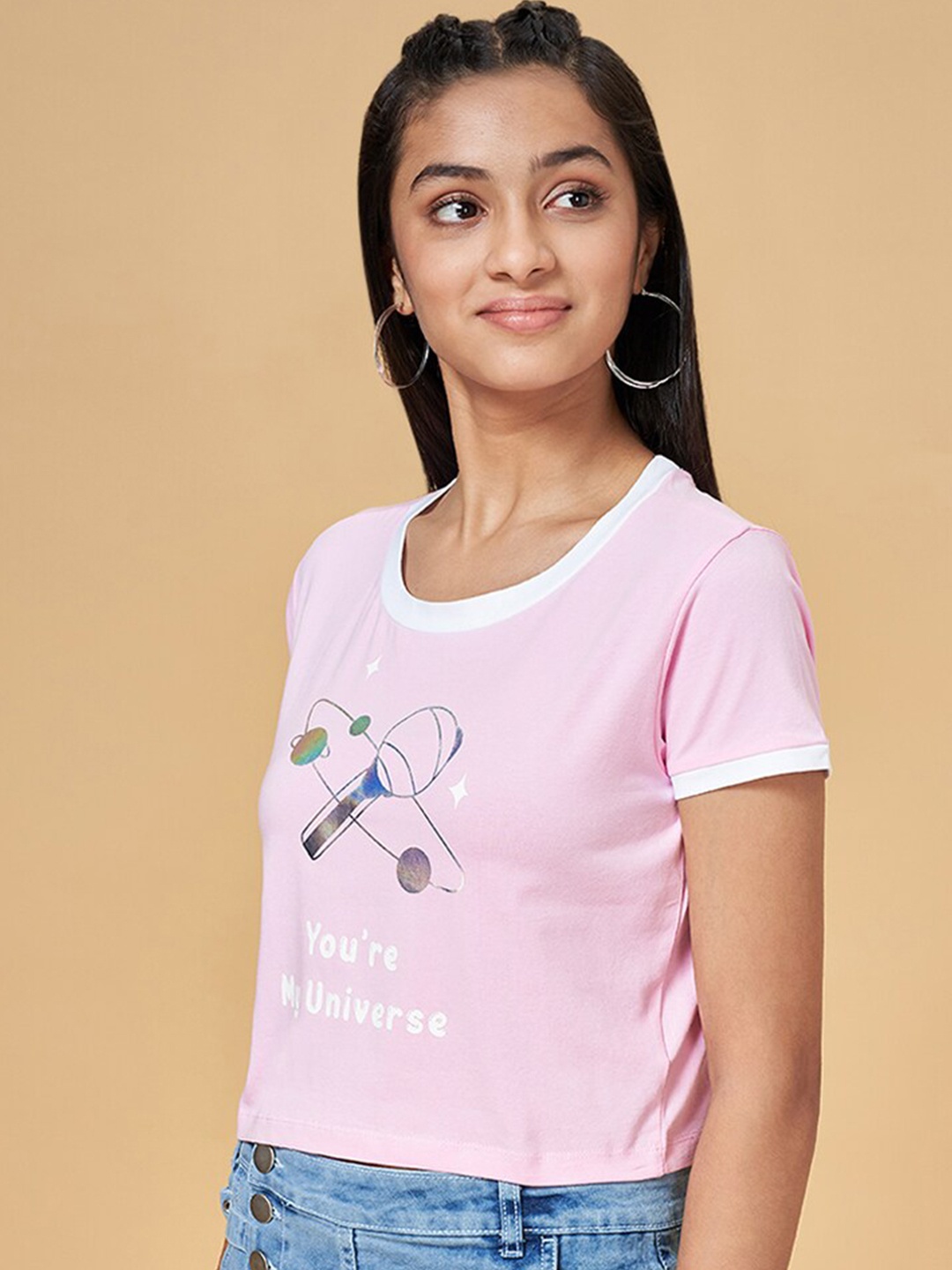 

Coolsters by Pantaloons Girls Graphic Printed Cotton T-Shirt, Rose