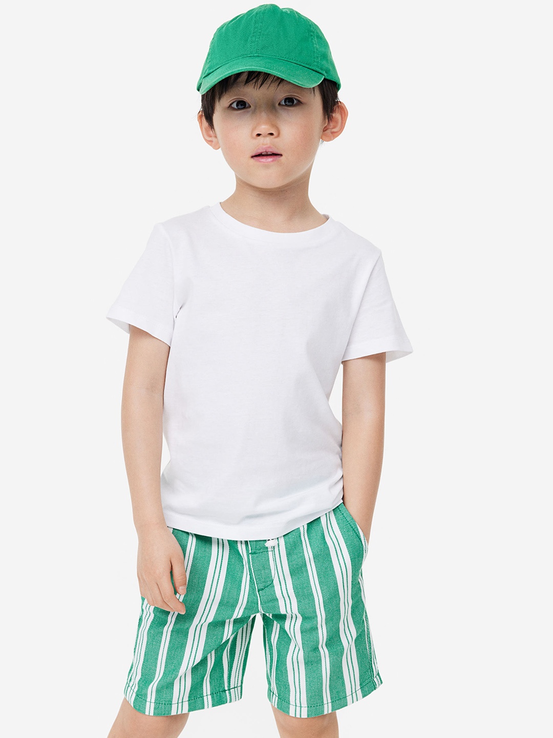 

H&M Boys Loose Fit Chino Shorts, Green