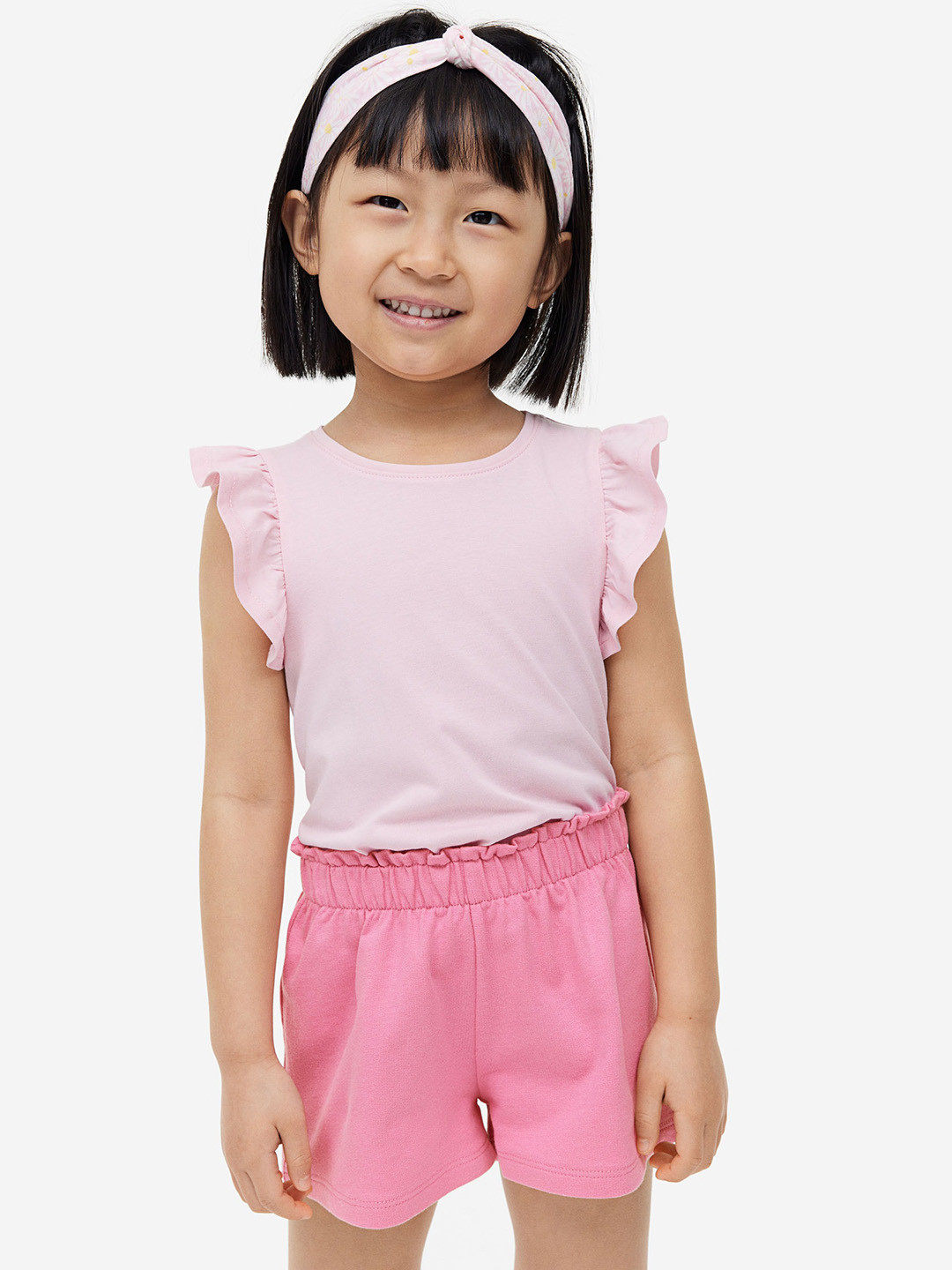 

H&M Girls Paper Bag Cotton Sweatshorts, Pink