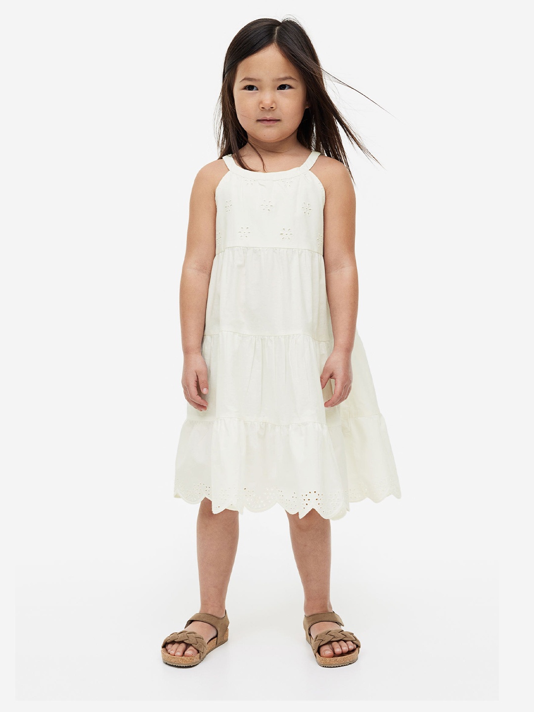 

H&M Girls Broderie Anglaise Halterneck Dress, White