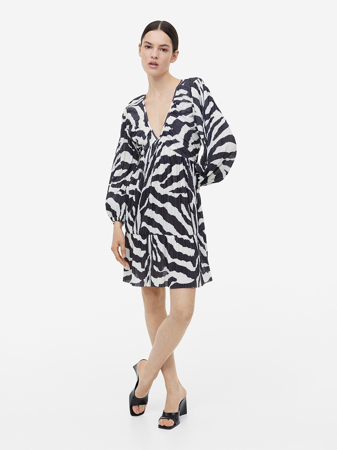 

H&M Pleated Jersey Dress, Charcoal