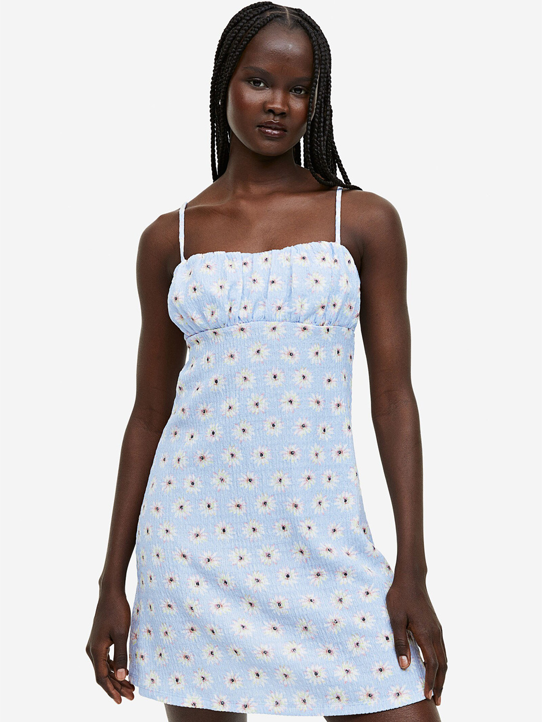 

H&M Crinkled Jersey Dress, Blue