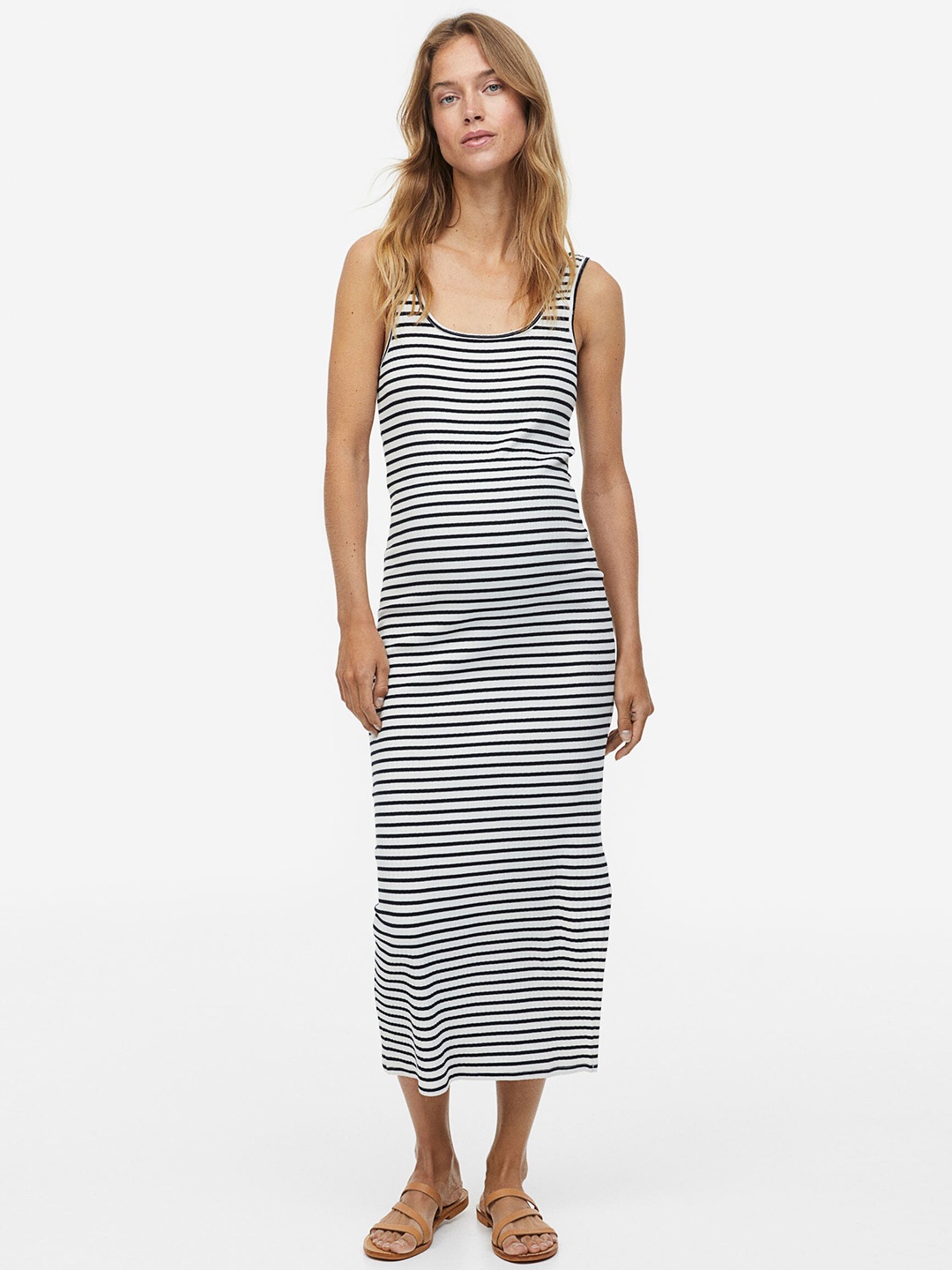 

H&M MAMA Ribbed Sleeveless Dress, Black