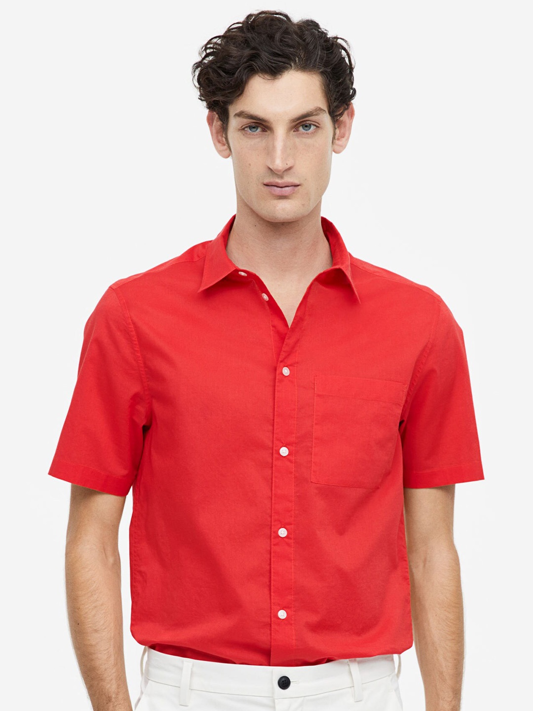 

H&M Men Cotton Regular Fit Shirt, Red