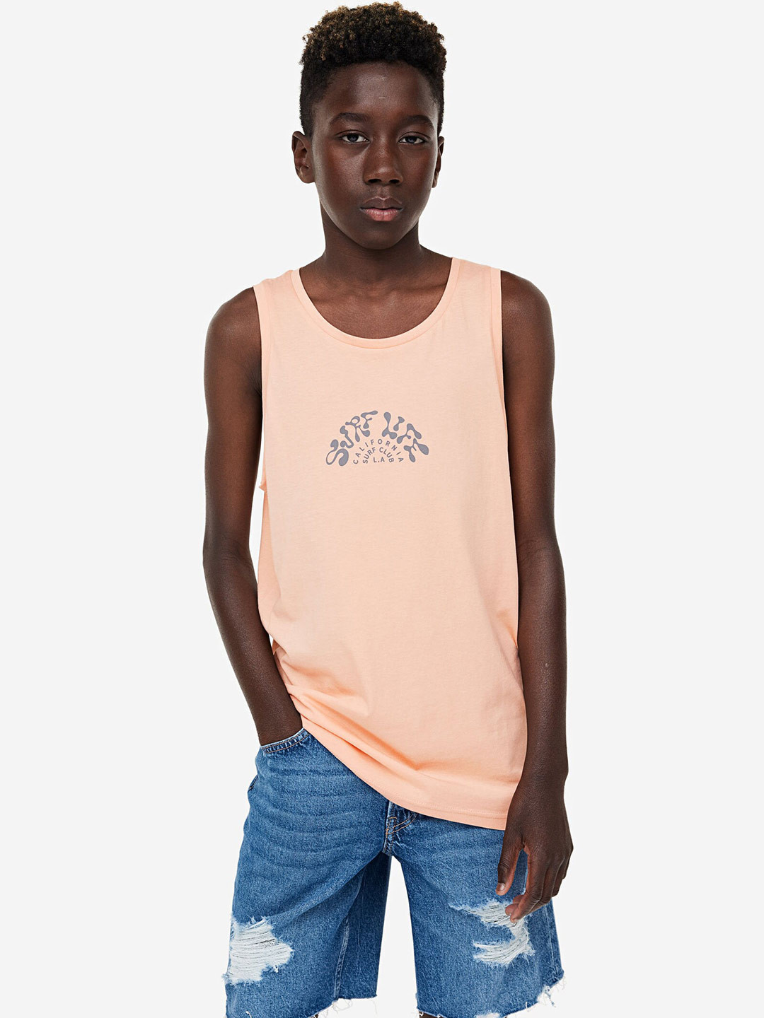 

H&M Boys 3-Pack Printed Pure Cotton Vest Tops, Grey