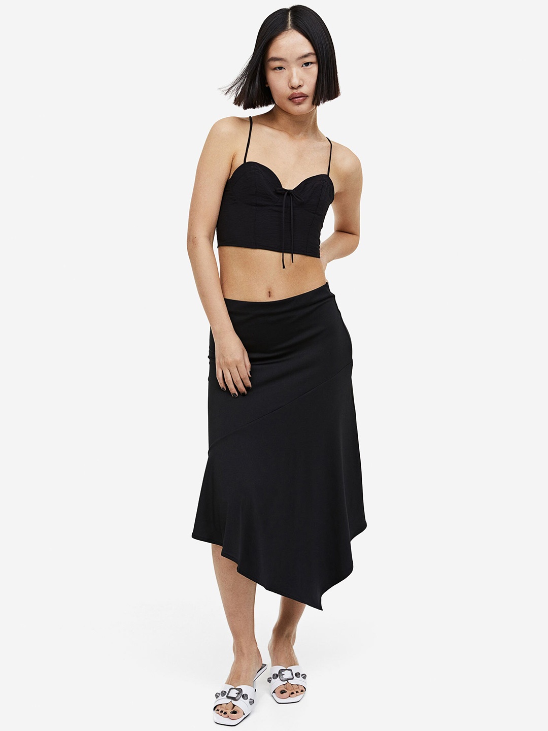 

H&M Cropped Bustier Top, Black