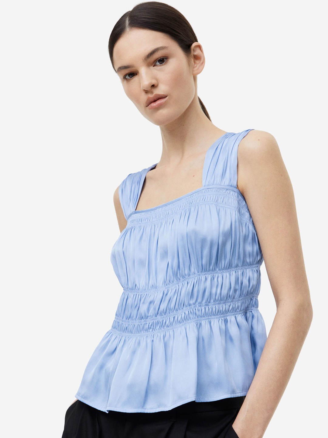 

H&M Smocked Top, Blue