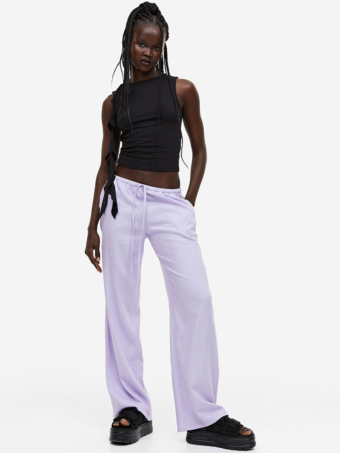 

H&M Women Wide Trousers, Purple