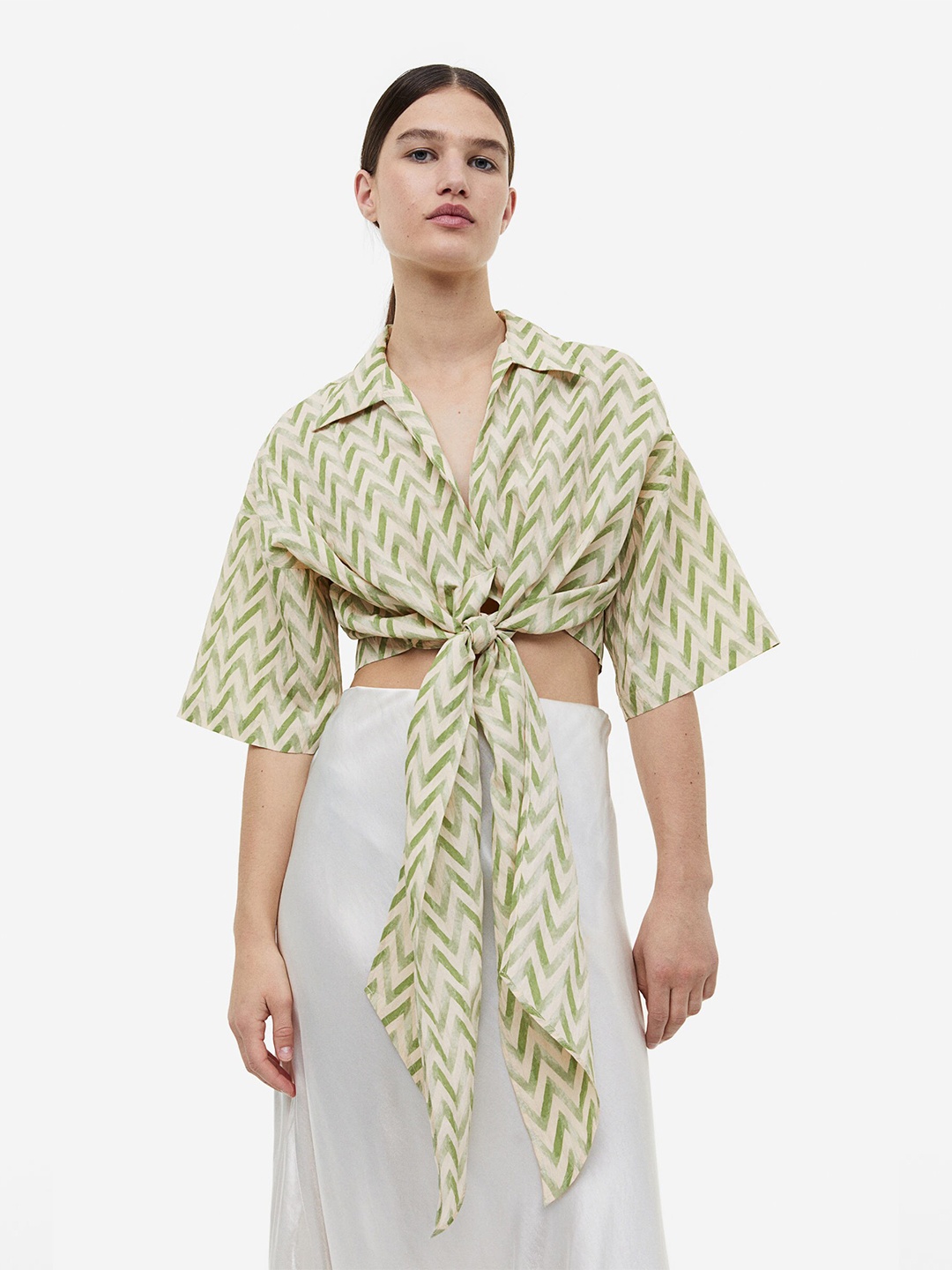 

H&M Tie-Detail Blouse, Green