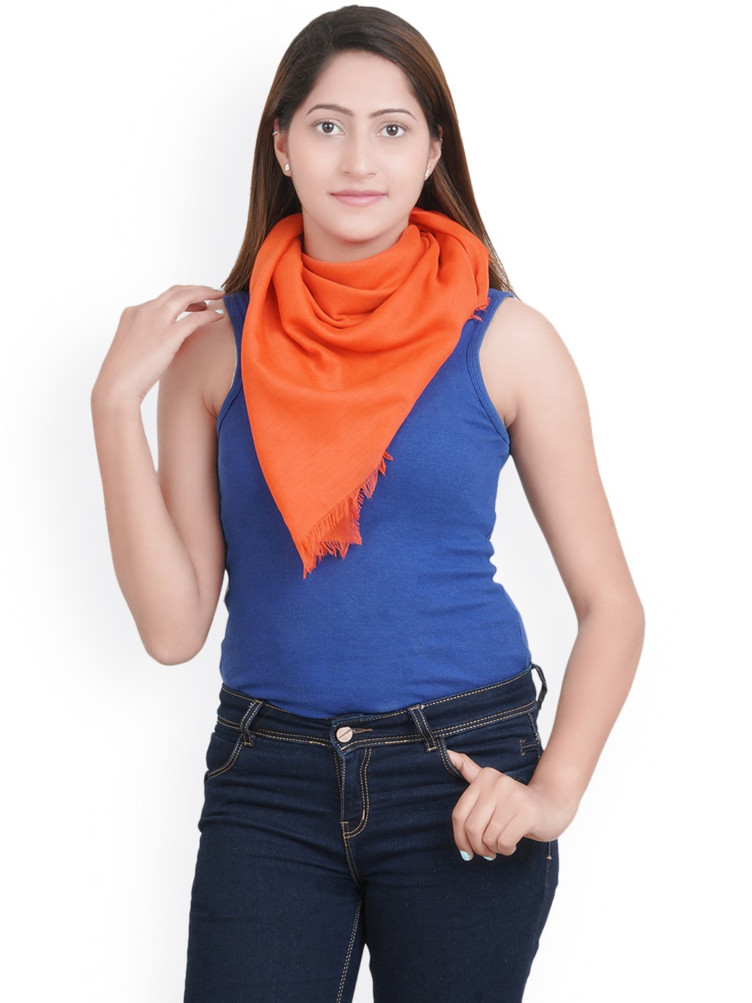 

Anekaant Women Orange Solid Stole