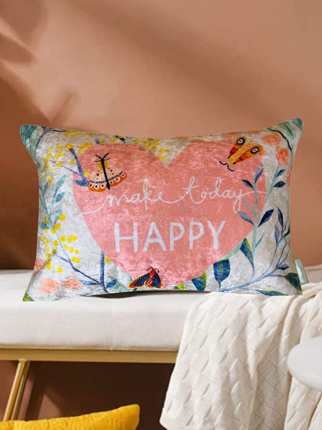 

Tasseled Home White & Pink Quirky Velvet Rectangle Cushion Cover